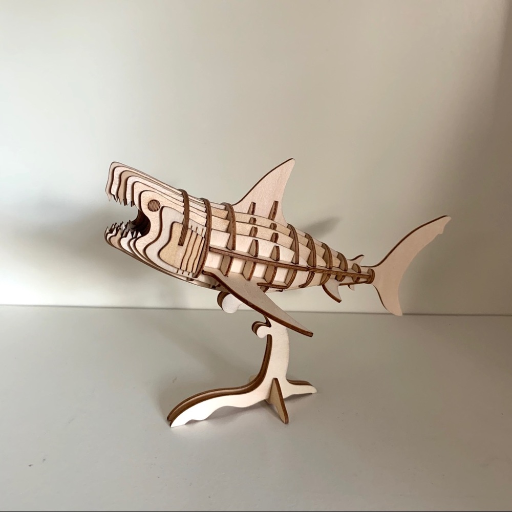 New Wood shark statuette